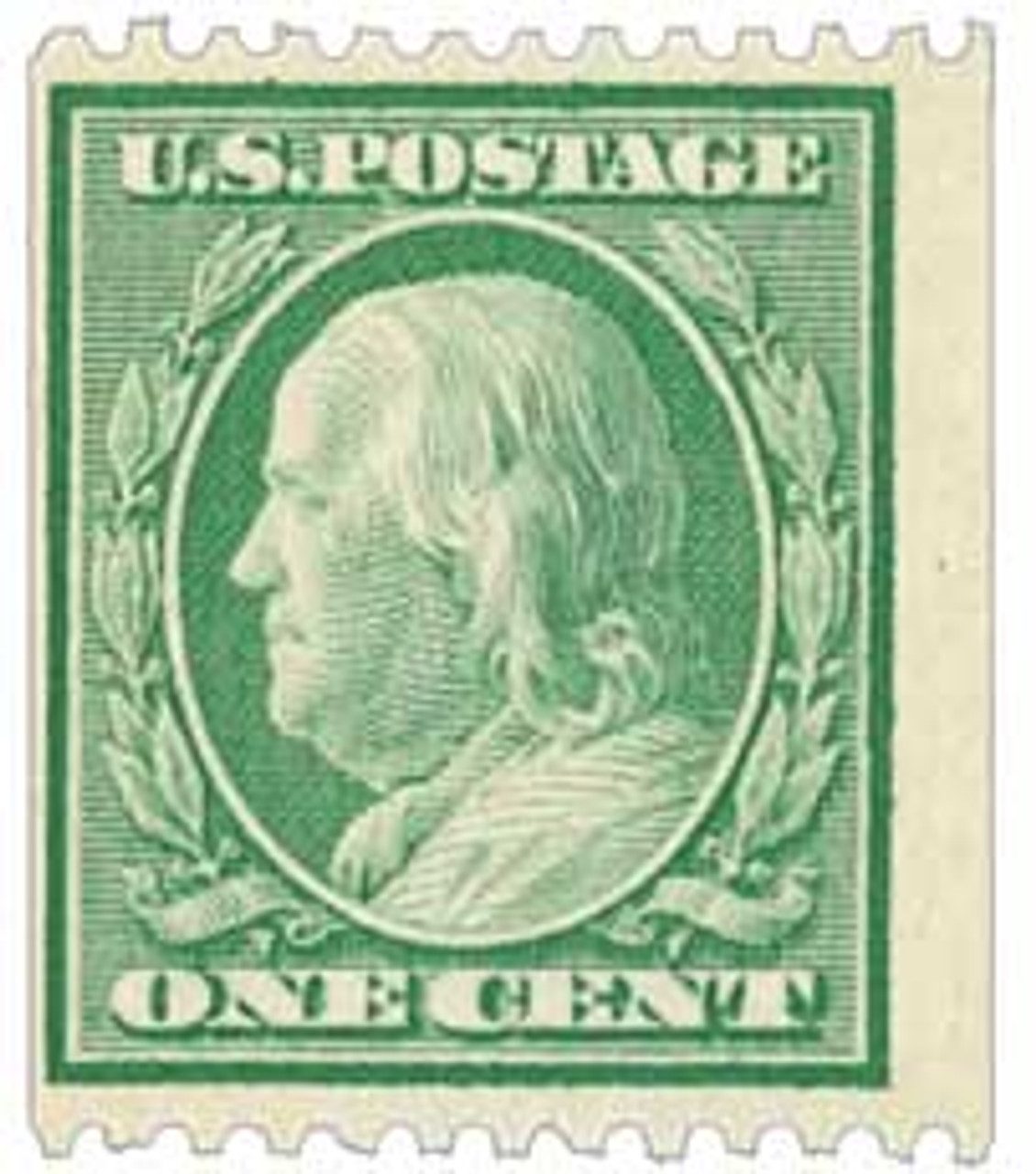 # 348 - 1908 1c Franklin, green, double line watermark