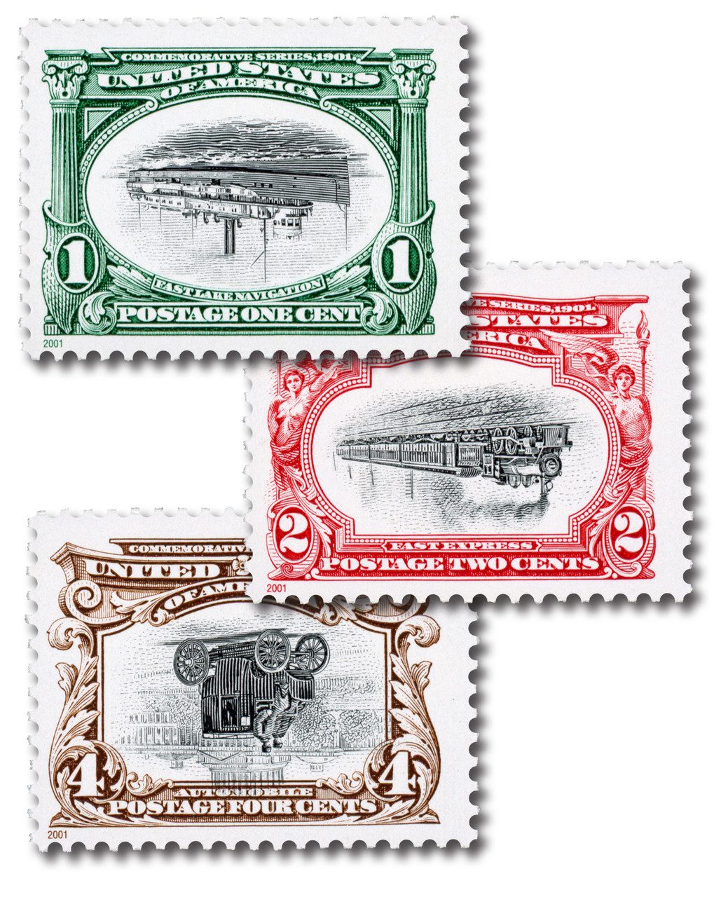 3505a-c - 2001 1c-4c Pan-American Inverts, set of 3 stamps