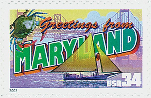 #3580 - 2002 34c Greetings From America: Maryland