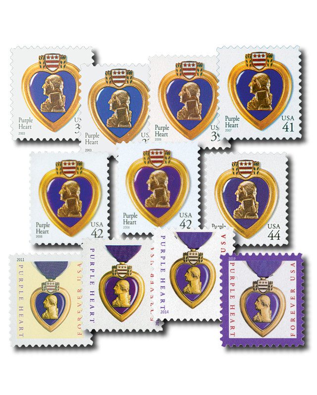 #3784/5419 - 2003-19 Purple Heart, complete set of 11 stamps