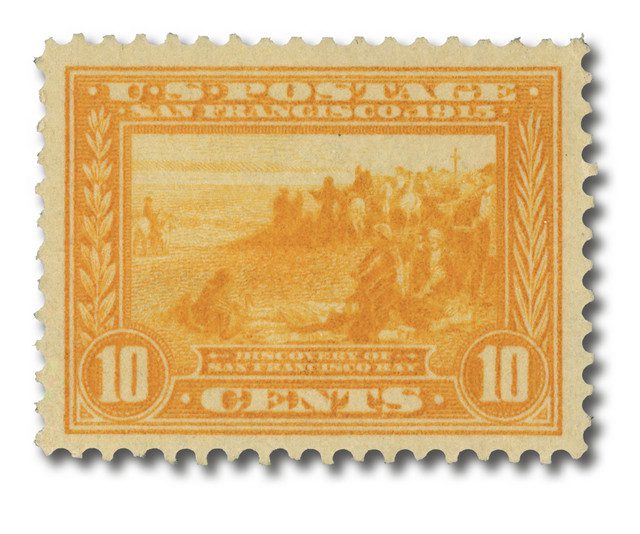 #400
1913 10c Discovery of San Francisco Bay, Orange Yellow, Perf. 12