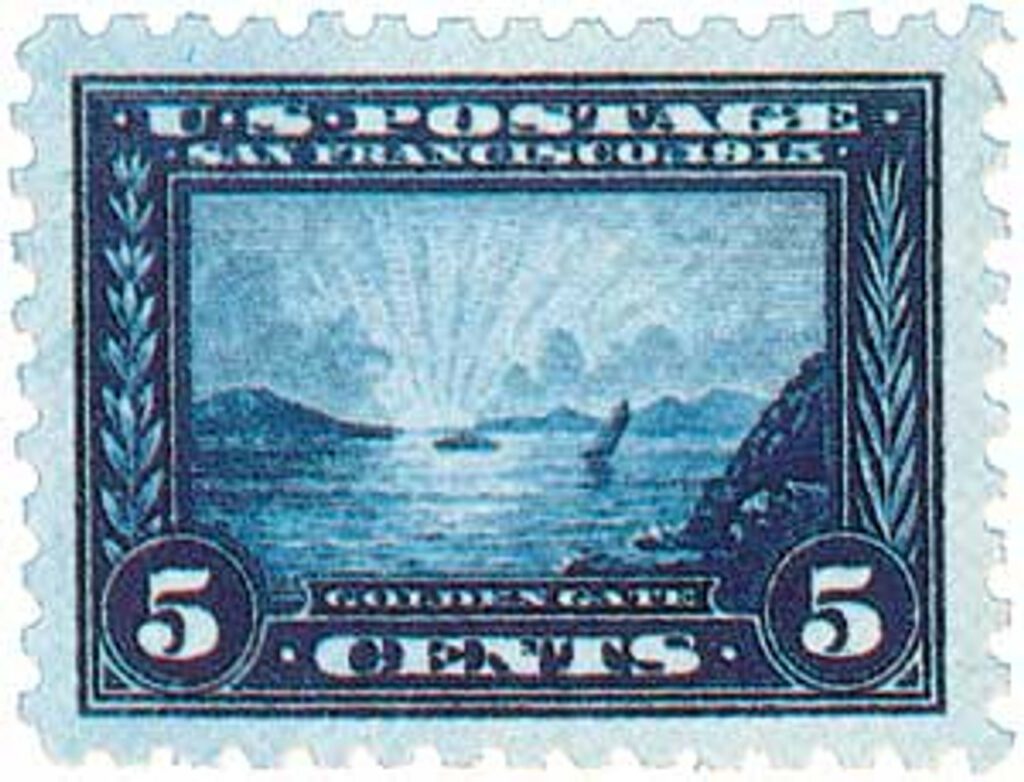 1915 5c Panama-Pacific Exposition: Golden Gate, blue, perf 10