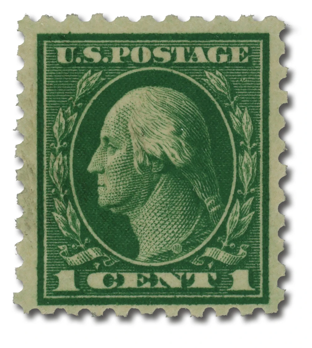 #462
1916 1c Washington, Green, Unwatermarked, Perf. 10