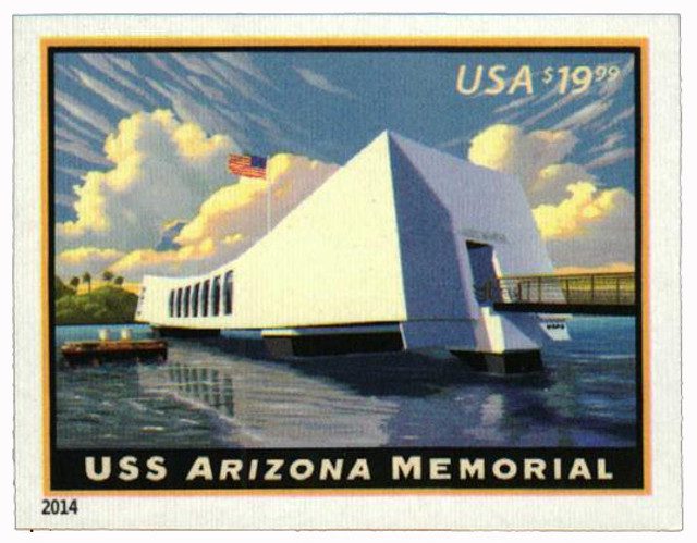 #4873a - 2014 $19.99 USS Arizona Memorial, Express Mail, Imperforate