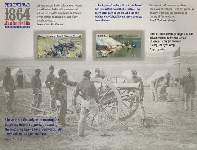 #4910-11a - 2014 49c Civil War Sesquicentennial: 1864 - Petersburg & Mobile Bay (Front of Sheet only)