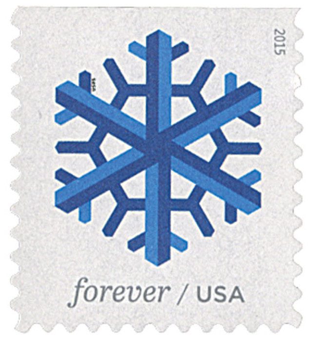 #5032 - 2015 First-Class Forever Stamp,Geometric Snowflakes: Blue