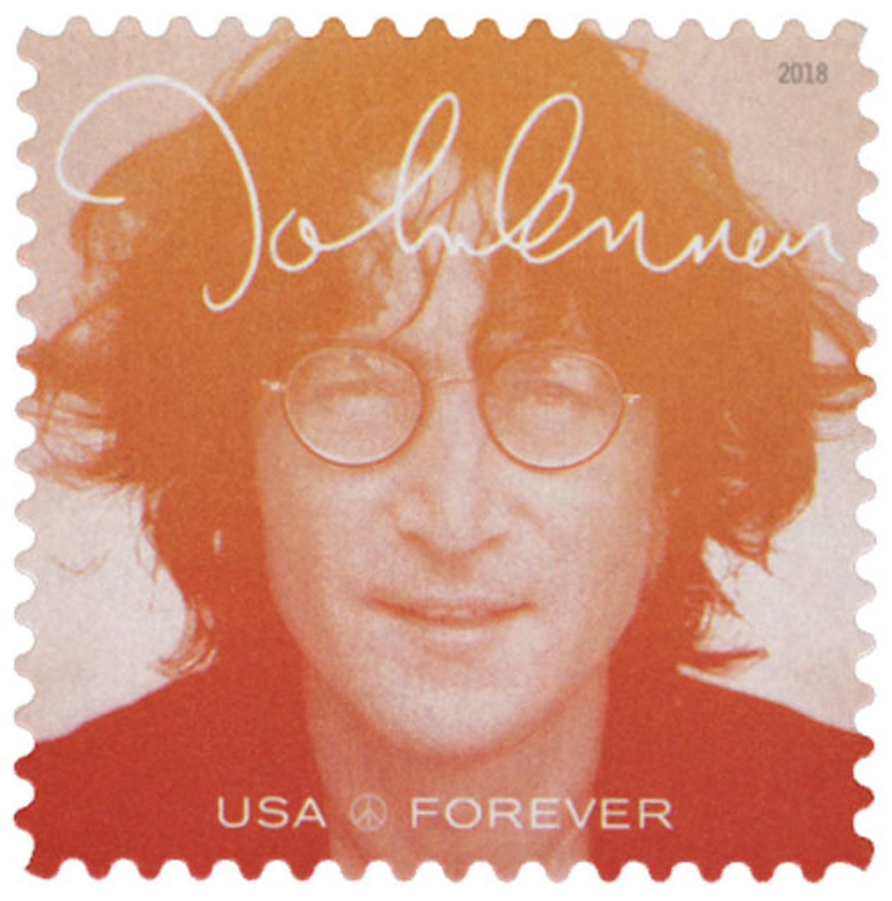 # 5312 - 2018 First-Class Forever Stamp - Music Icons Series: John Lennon - Red