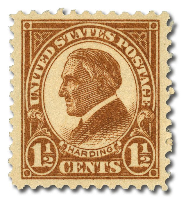 #553 - 1925 1 1/2c Warren G. Harding, Yellow Brown, Perf. 11
