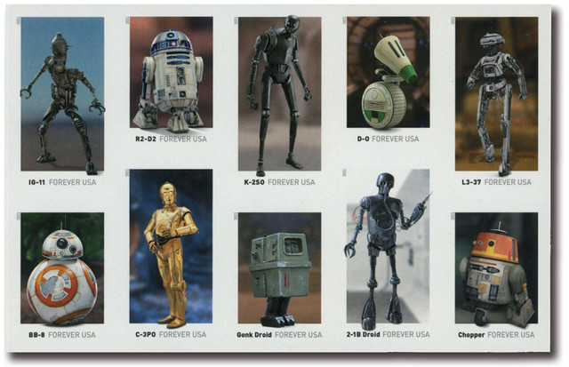#5573-82c
2021 First-Class Forever Stamps - Imperforate Star Wars Droids