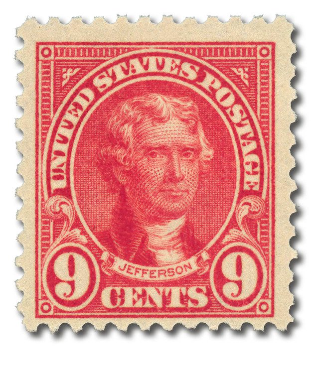 #561 - 1923 9c Thomas Jefferson, Rose, Perf. 11