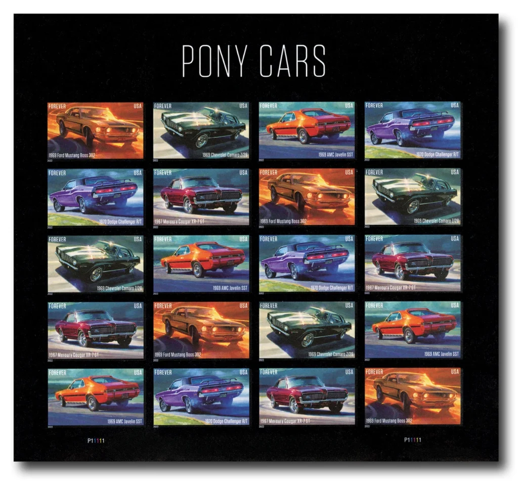#5715-19c
2022 First-Class Forever Stamp - Imperforate Pony Cars