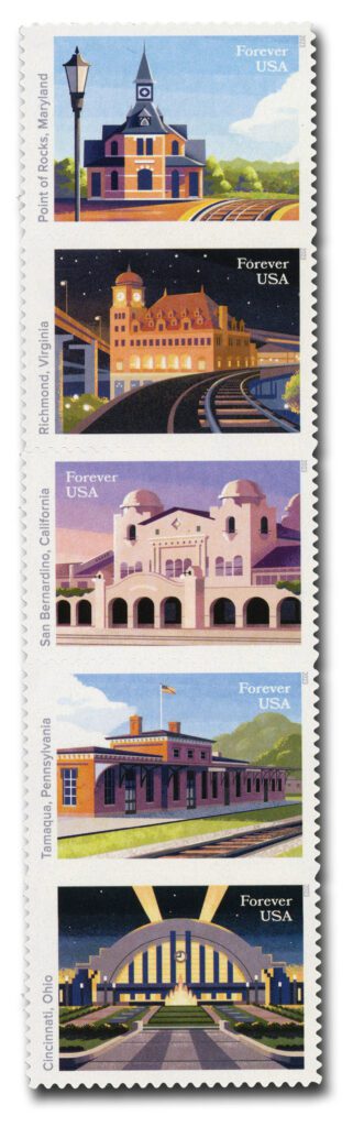 #5758-62
2023 First-Class Forever Stamps - Historic Railroad Stations