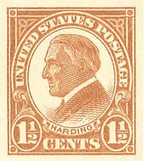 #576
1925 1 1/2c Warren G. Harding, Yellow Brown, Imperf.