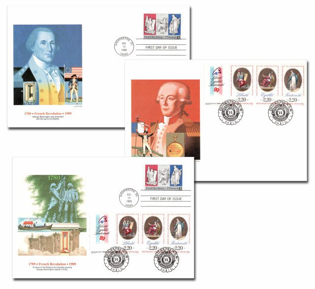 #57680 - 1989 French Revolution, US And France Joint Issue, Set Of 3 First Day Covers