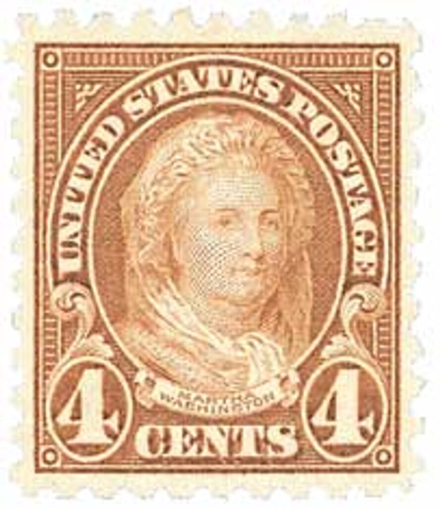 #585 - 1925 4c Martha Washington, yellow brown, perf 10