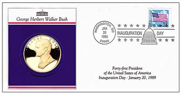 #59229F - 1989 Bush Gold Plated Bronze Medal Cover