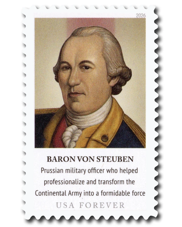 #6068w
2026 First-Class Forever Stamp - Figures of the American Revolution: Baron Friedrich Wilhelm von Steuben