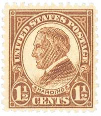 #633
1927 1-1/2c Warren G. Harding, Yellow Brown, Perf. 11x10.5