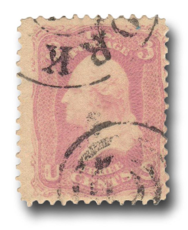 #64a - 1861 3c Washington, Pigeon Blood Pink, Perf. 12