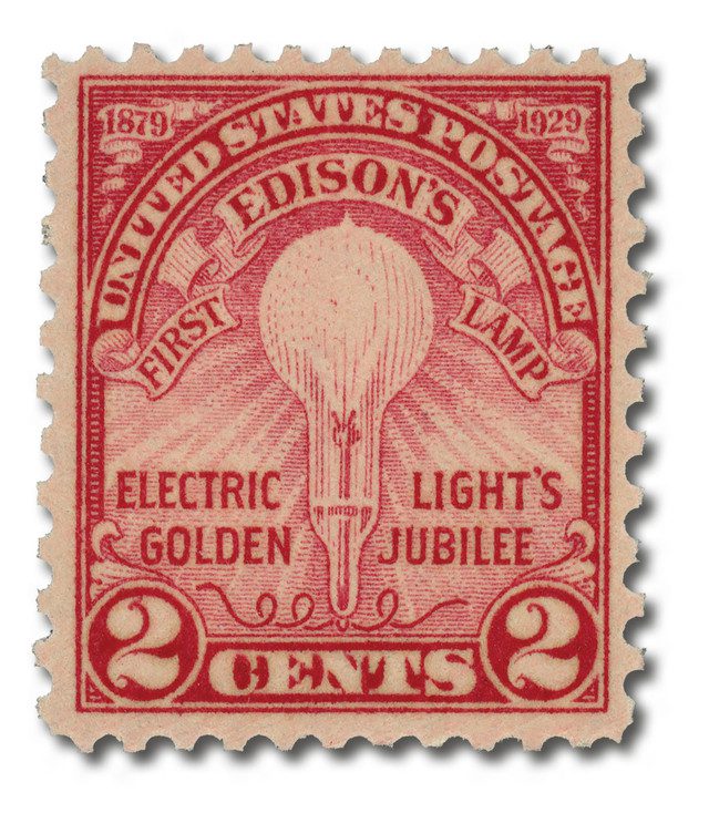 655 - 1929 2c Edison's First Lamp, rotary
