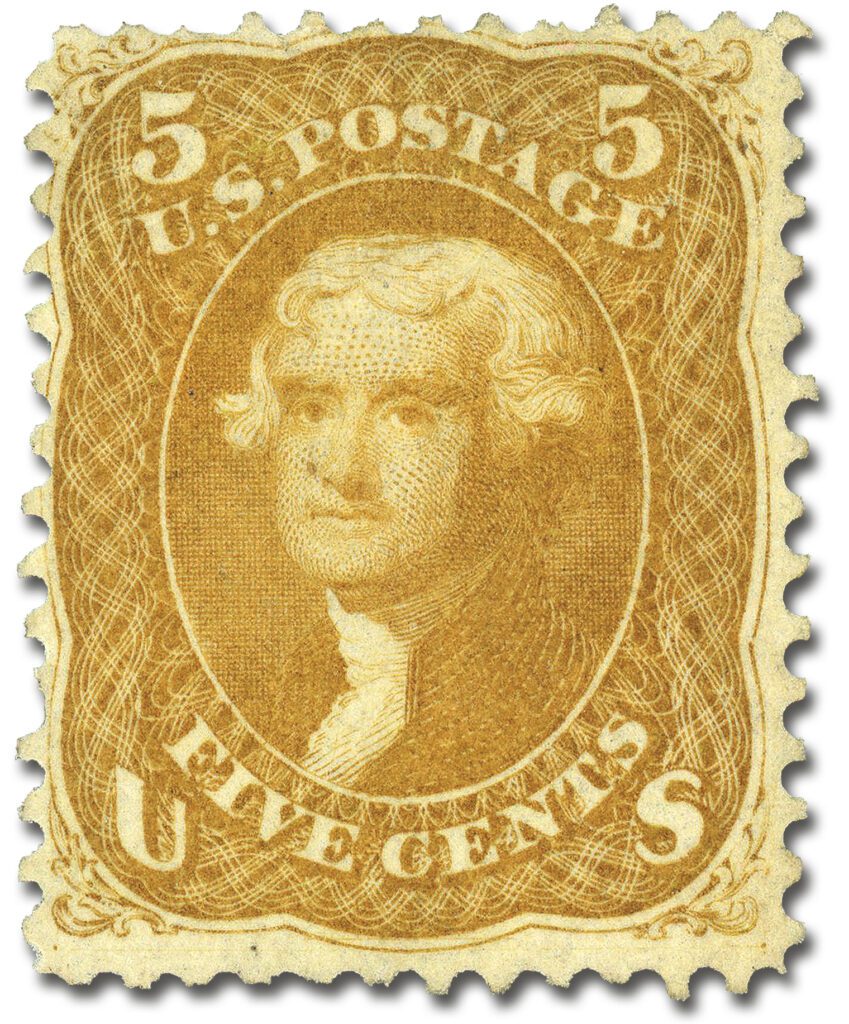 #67 - 1861-62 5c Thomas Jefferson, Buff, Perf. 12
