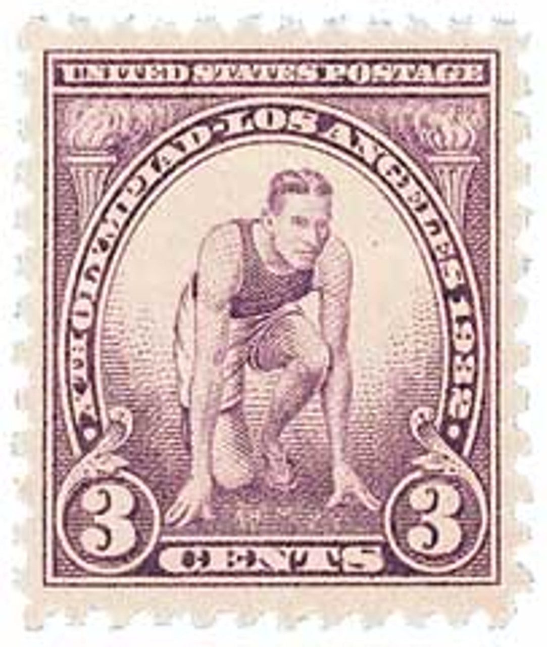 #718 - 1932 3c 10th Summer Olympic Games: Runner at Starting Mark, Purple