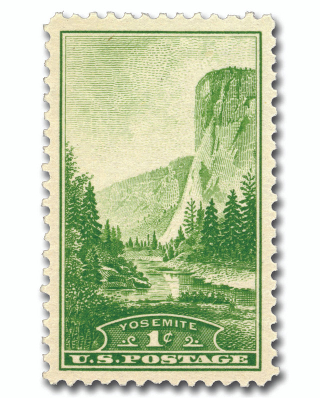 #740
1934 1c Yosemite, California, Green, Perf. 11