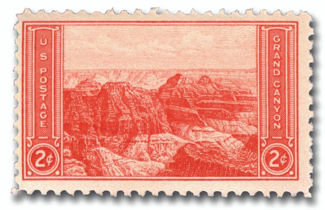 #741 - 1934 2c Grand Canyon, Arizona, Red, Perf. 11