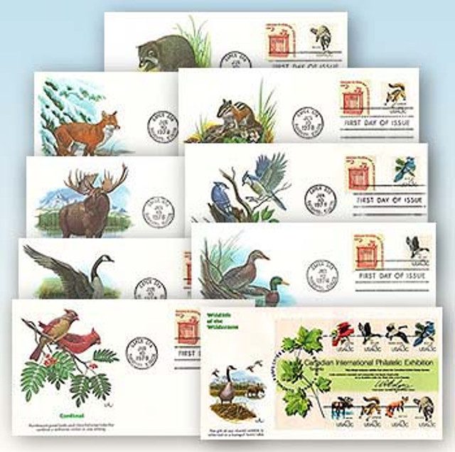 #7511612 - 1978 13c CAPEX Wildlife set of 8 single covers plus the se-tenant cover