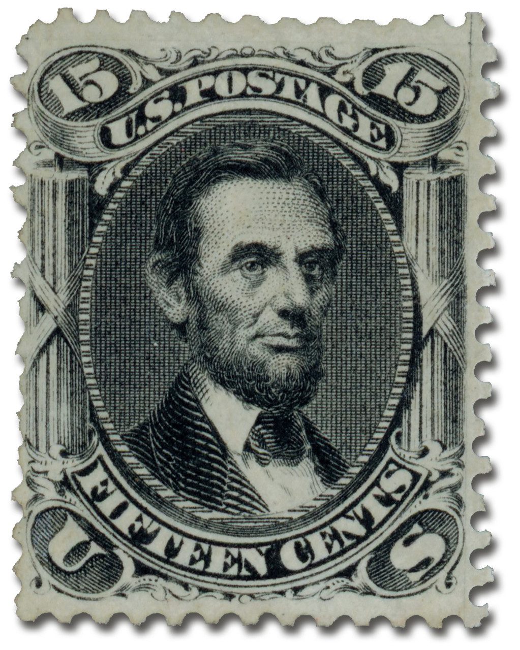 #77 - 1866 15c Abraham Lincoln, Black, Perf. 12