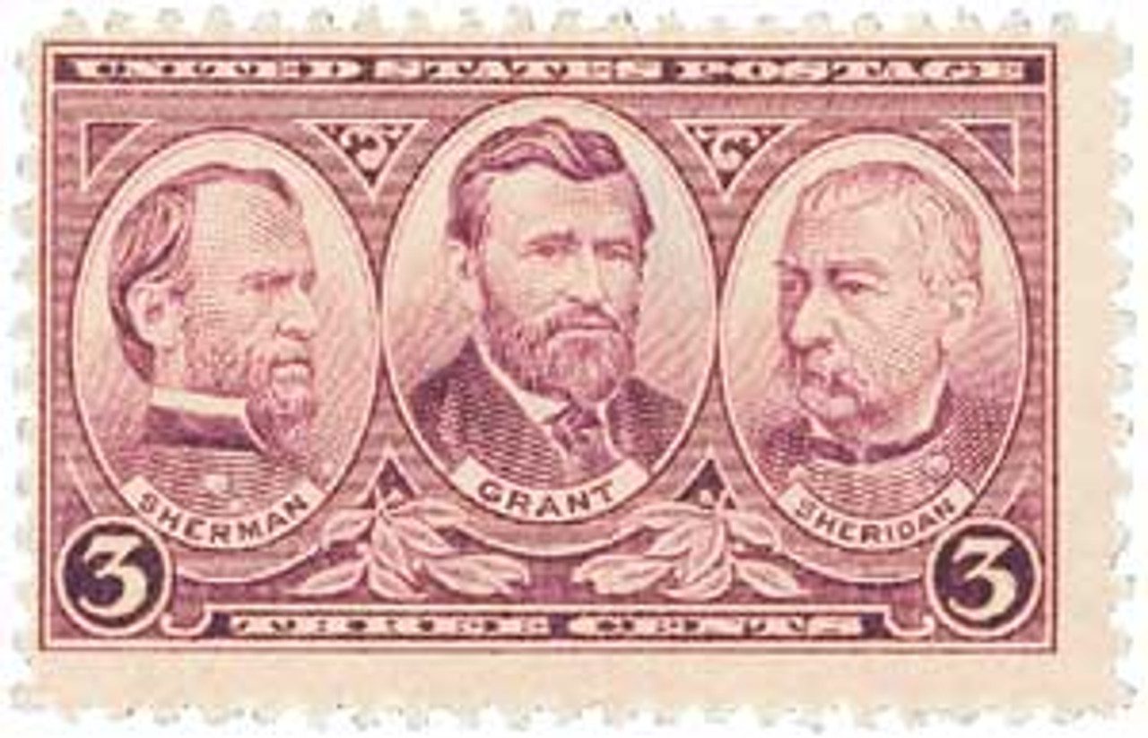 1937 3¢ Army and Navy: Sherman, Grant and Sheridan