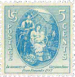 #796 - 1937 5c Virginia Dare, Gray Blue