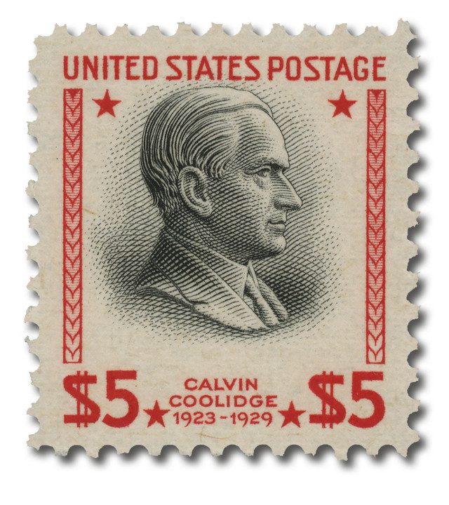 #834 - 1938 $5 Calvin Coolidge, Carmine & Black