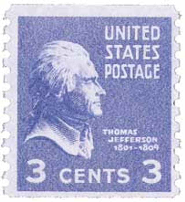 #842 - 1939 3c Jefferson, deep violet