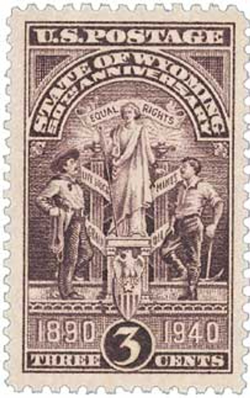  US #897 pictures the state seal, which includes a banner reading “Equal Rights.”