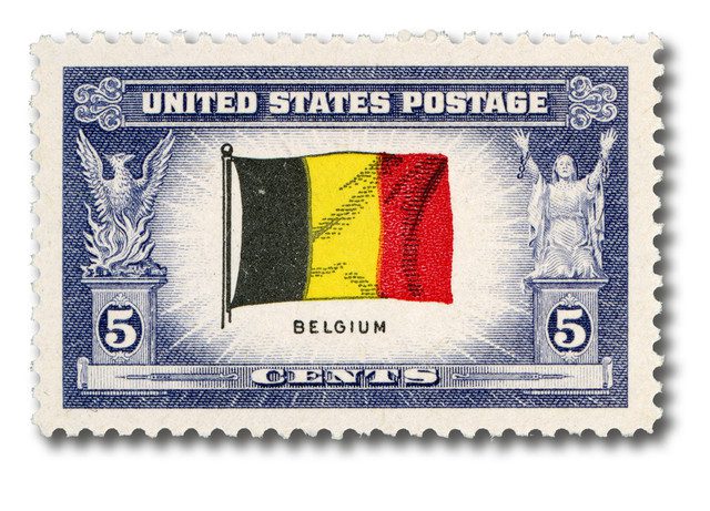 #914 - 1943 Overrun Countries: 5c Flag of Belgium