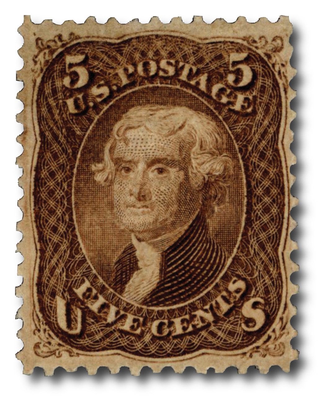 # 95 - 1868 5c Jefferson, brown