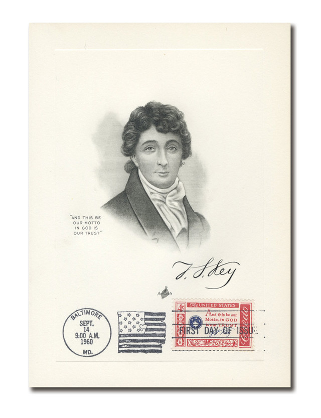 #AC828
First Day Stamped Portrait, Francis Scott Key, with #1142