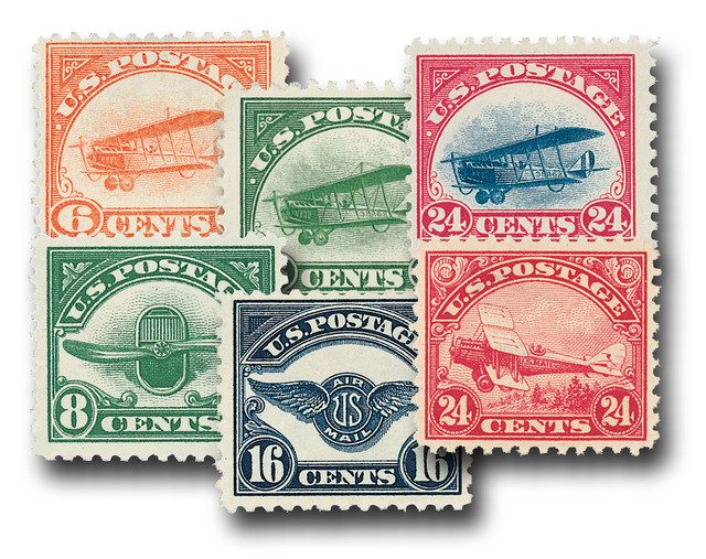 #C1-6 - 1918-23 First Airmail Stamps, set of 6
