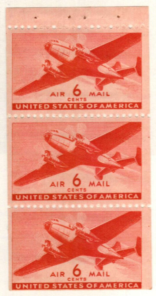 #C25a - 1943 6c Transport Plane,bklt pane (3)