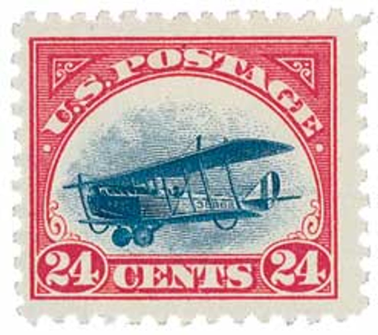 1918 24¢ Curtiss Jenny, carmine rose & blue