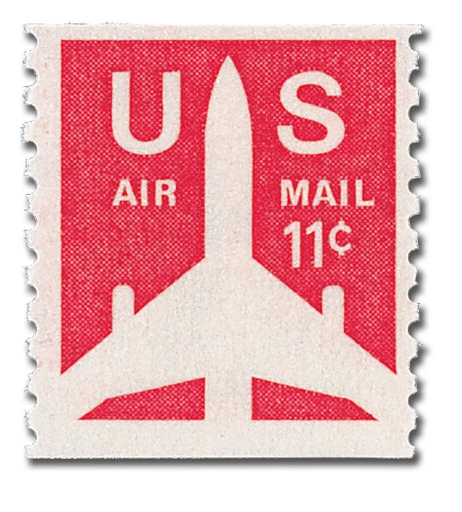 #C82
1971 11c Silhouette of Jet Airliner, Carmine, Perf. 10 Vertically