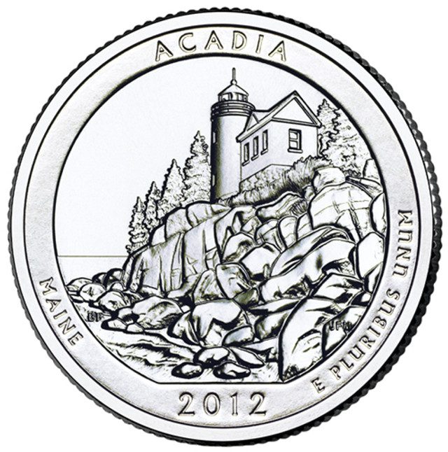 #CNMEAC25P - 2012 Acadia National Park Quarter, P Mint