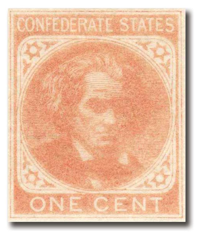 #CSA14 - 1862 1c John C. Calhoun, Confederate States, Orange