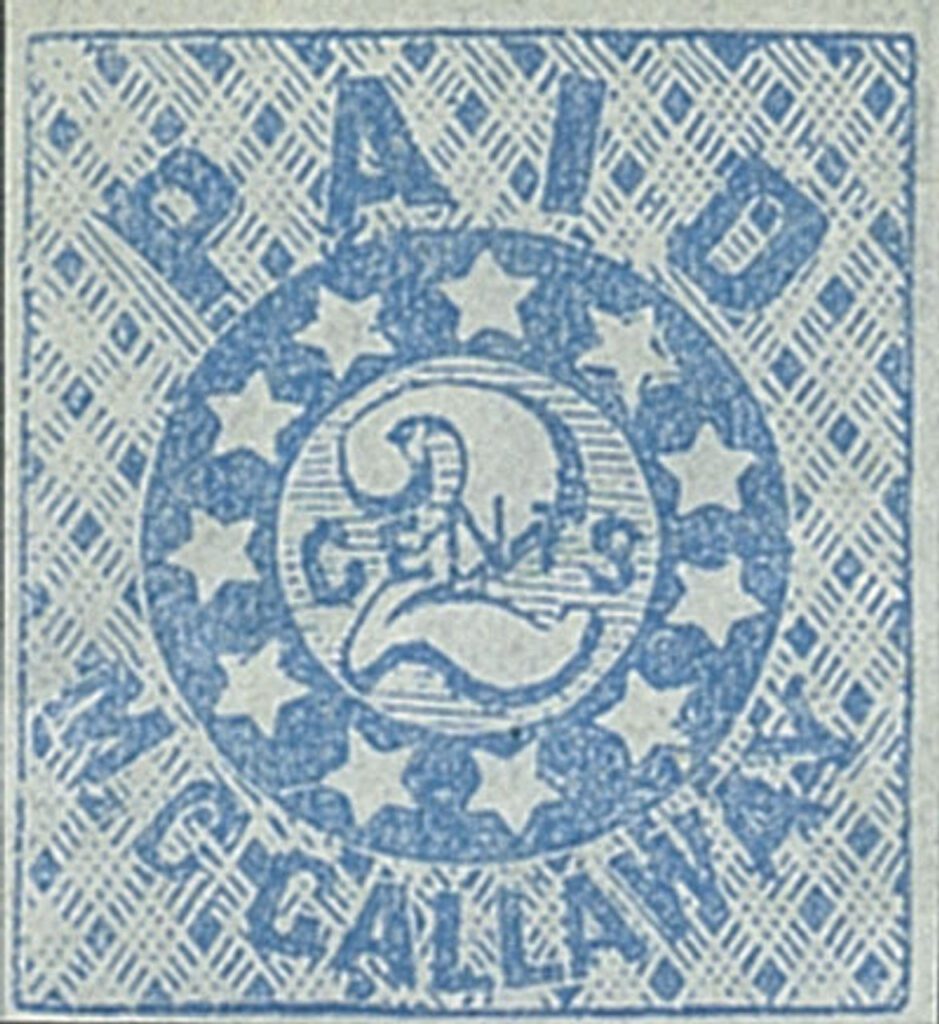#CSA56X1 - 1861 2c Postmasters' Provisional of Memphis, TN, blue