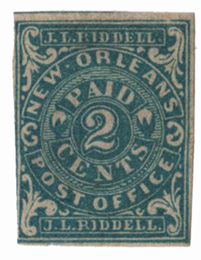 #CSA62X1 - 1861 2c Postmasters' Provisional of New Orleans, LA, blue