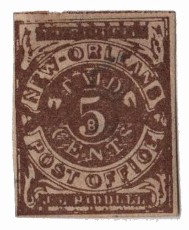 #CSA62X5 - 1861 5c Postmasters' Provisional of New Orleans, LA, yellow brown