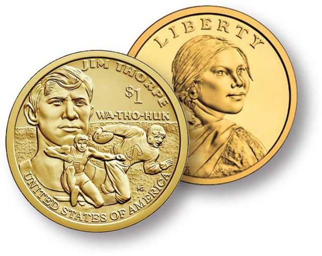 #CW-018P - 2018 $1 Native American Coin,Jim Thorpe, 1st Native American Olympic Gold Medalist, P Mint