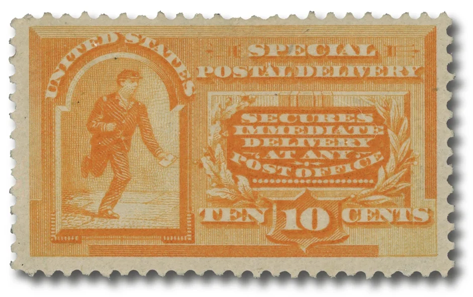 #E3
1893 10c Special Delivery, Messenger Running, Orange