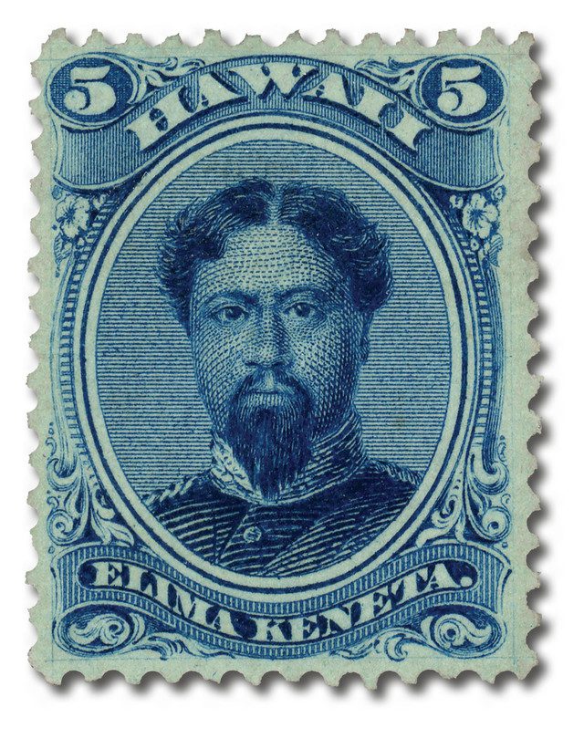 #H32 - 1866 5c King Kamehameha V, Blue, Hawaii